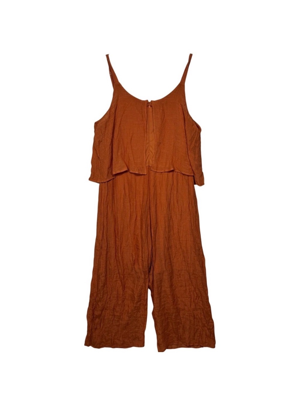 Naif Jumpsuit Womens XL Orange Layered Spaghetti Strap Wide‎ Leg